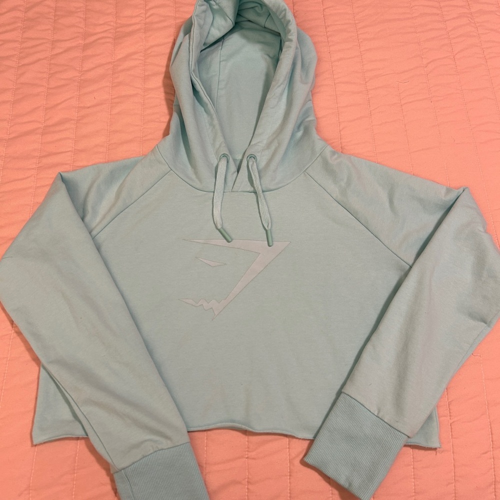 Gym shark crop hoodie Light Blue size small